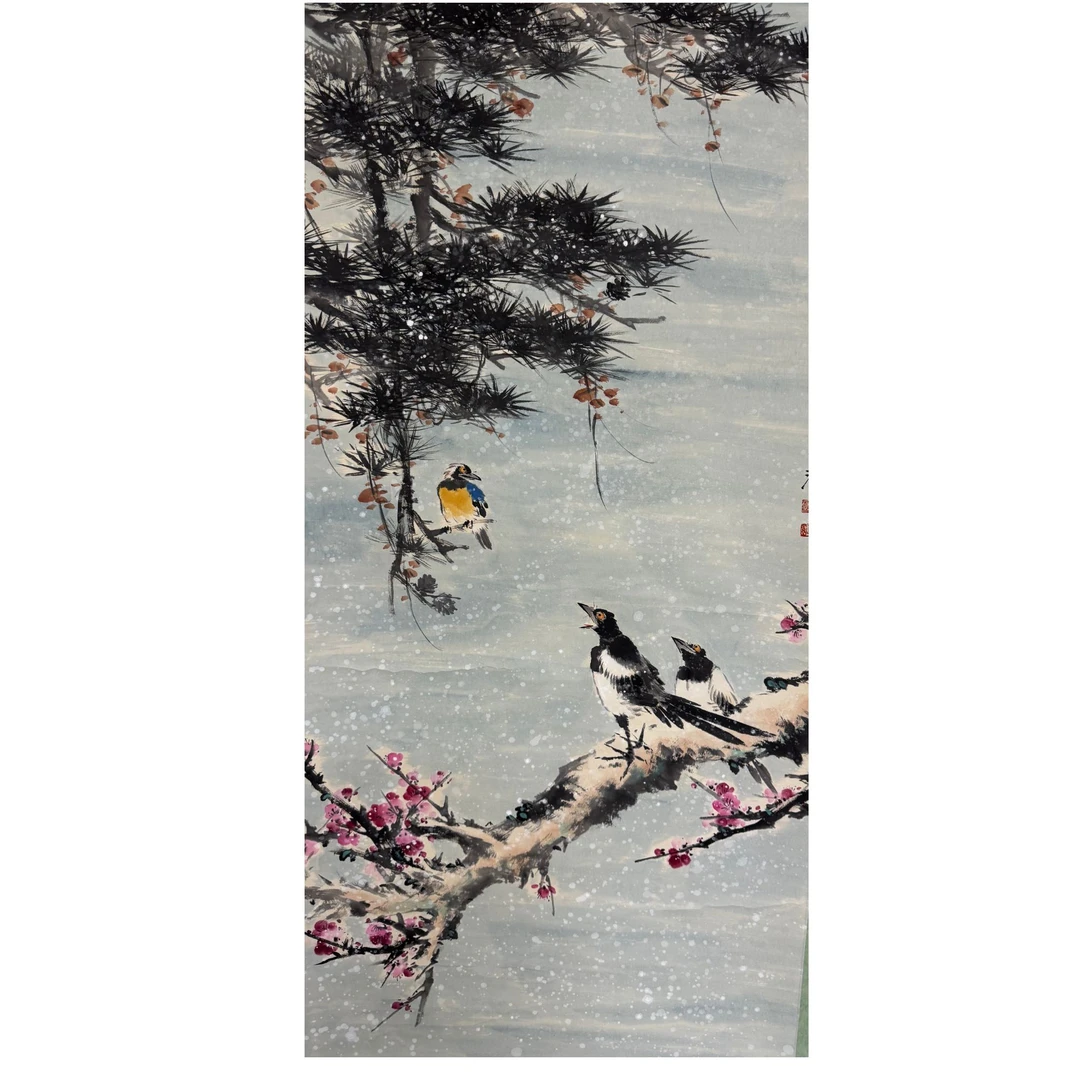 王xt 款 花鸟立轴 137X68约8.4平尺