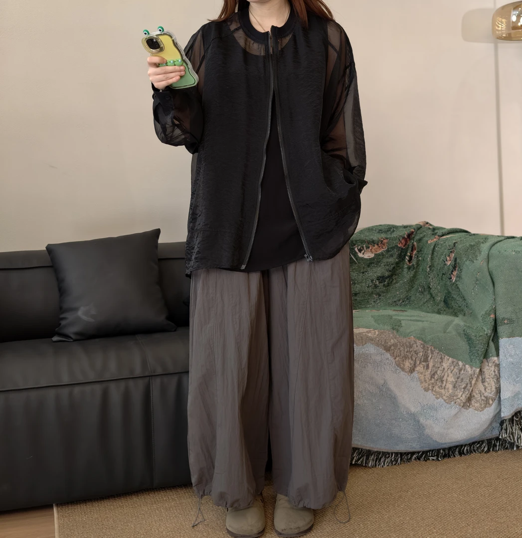 【JIUXIANG]81816黑+50312黑+8876灰#夏季防晒外套+背心+百搭裤子