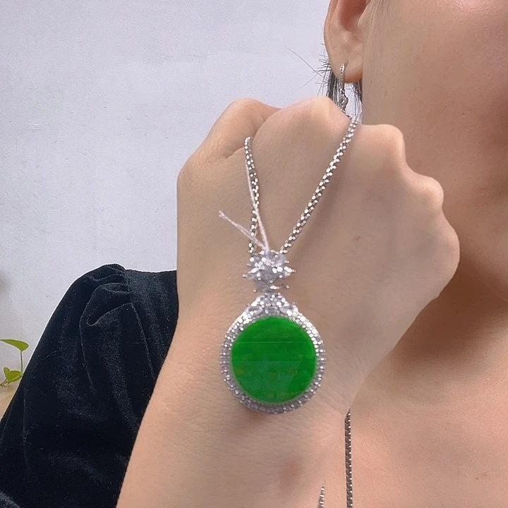 翡翠银S925镶嵌吊坠(不含链)