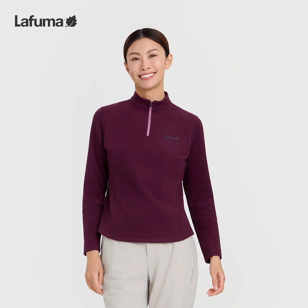 LAFUMA乐飞叶户外25秋冬半拉链长袖T恤女士运动绒感保暖LFTS5DL81