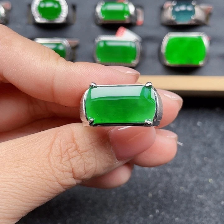 翡翠银S925镶嵌戒指编号3798没运费险