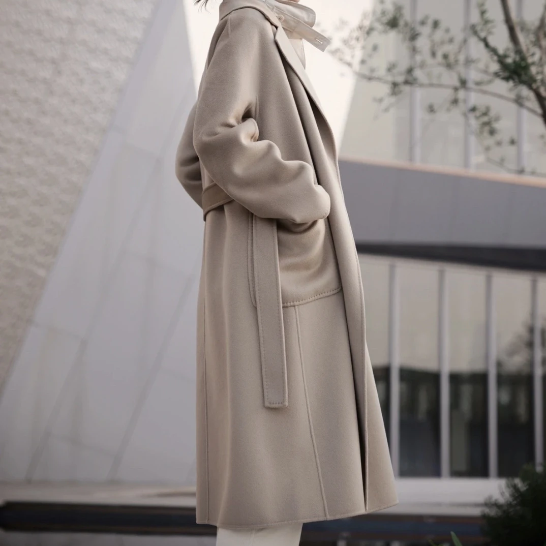 未使用 AMIRI  MaxMara /W118336/翻领系带长款大衣/36码