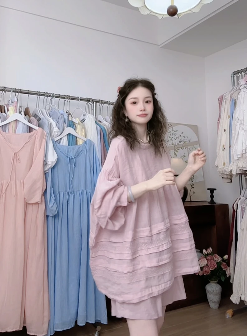 可衣-【桔梗花】森系花边拼接苎麻衬衫女长袖甜美