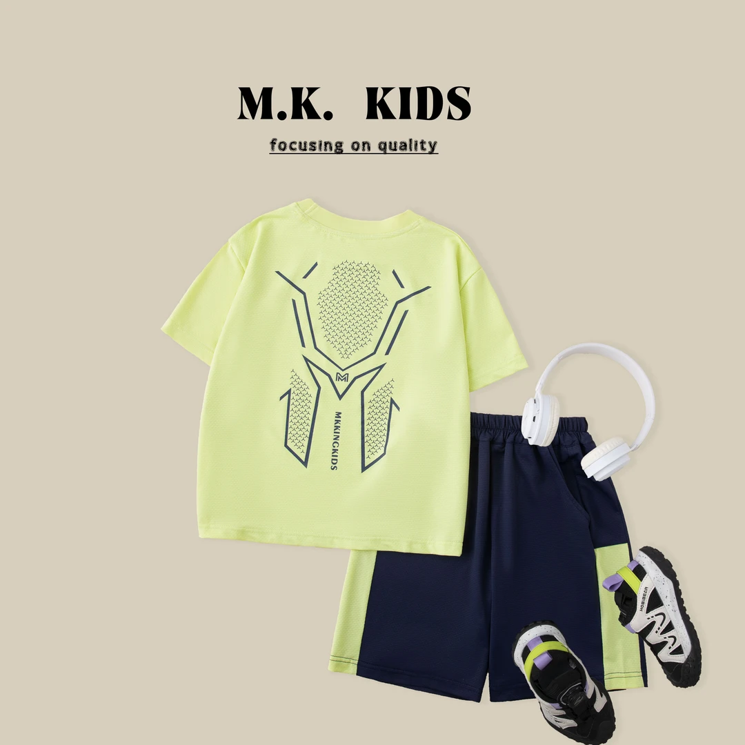 儿童夏款速干短袖套装2025新款男童潮流运动两件套XA8403华子童装