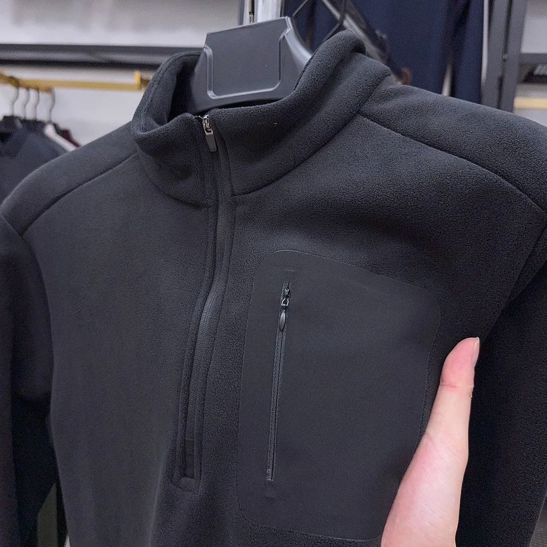 in cotton sea奥粒绒立领男士冬季加绒加厚运动休闲长袖保暖T恤