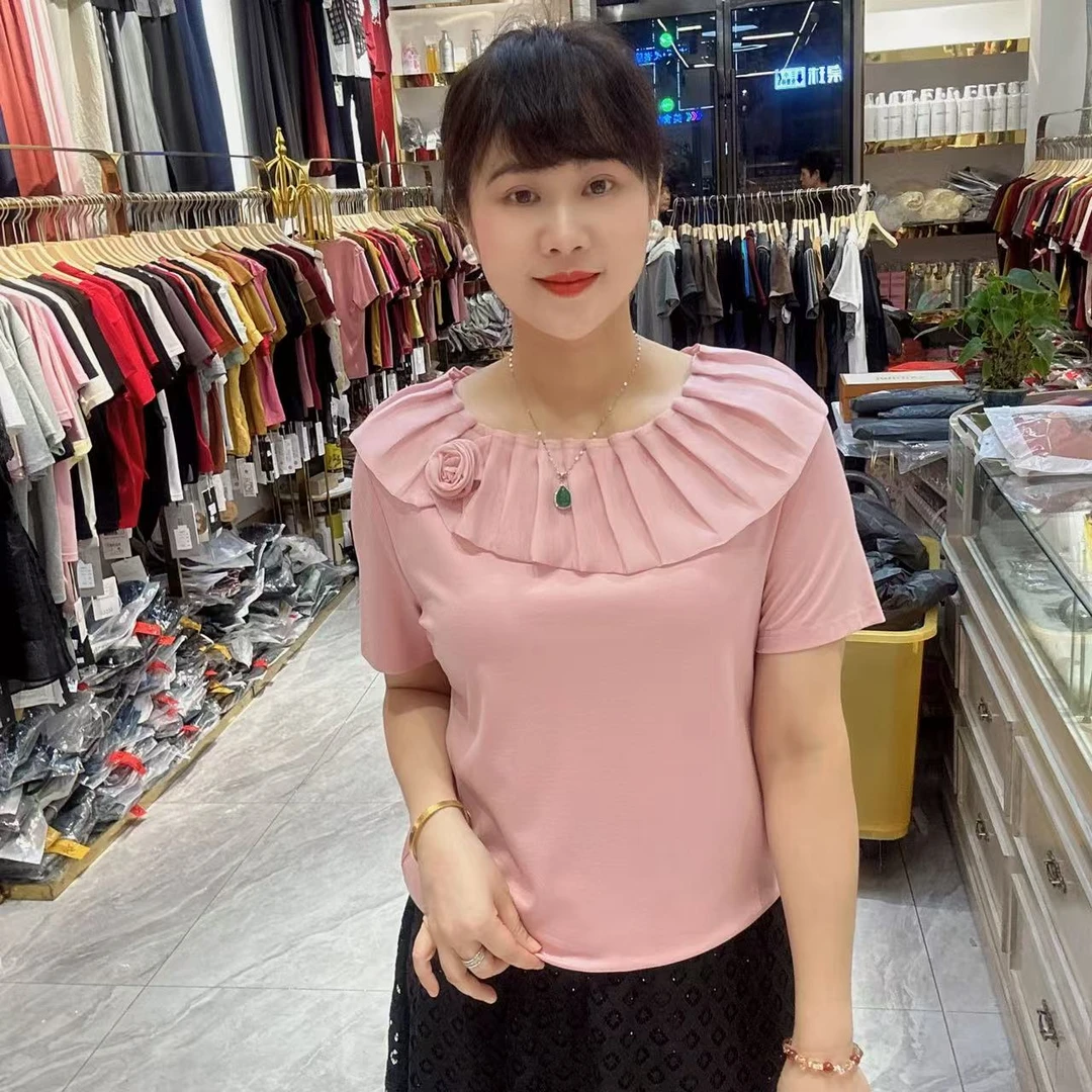 4-323荷叶领韩版T恤长59公分