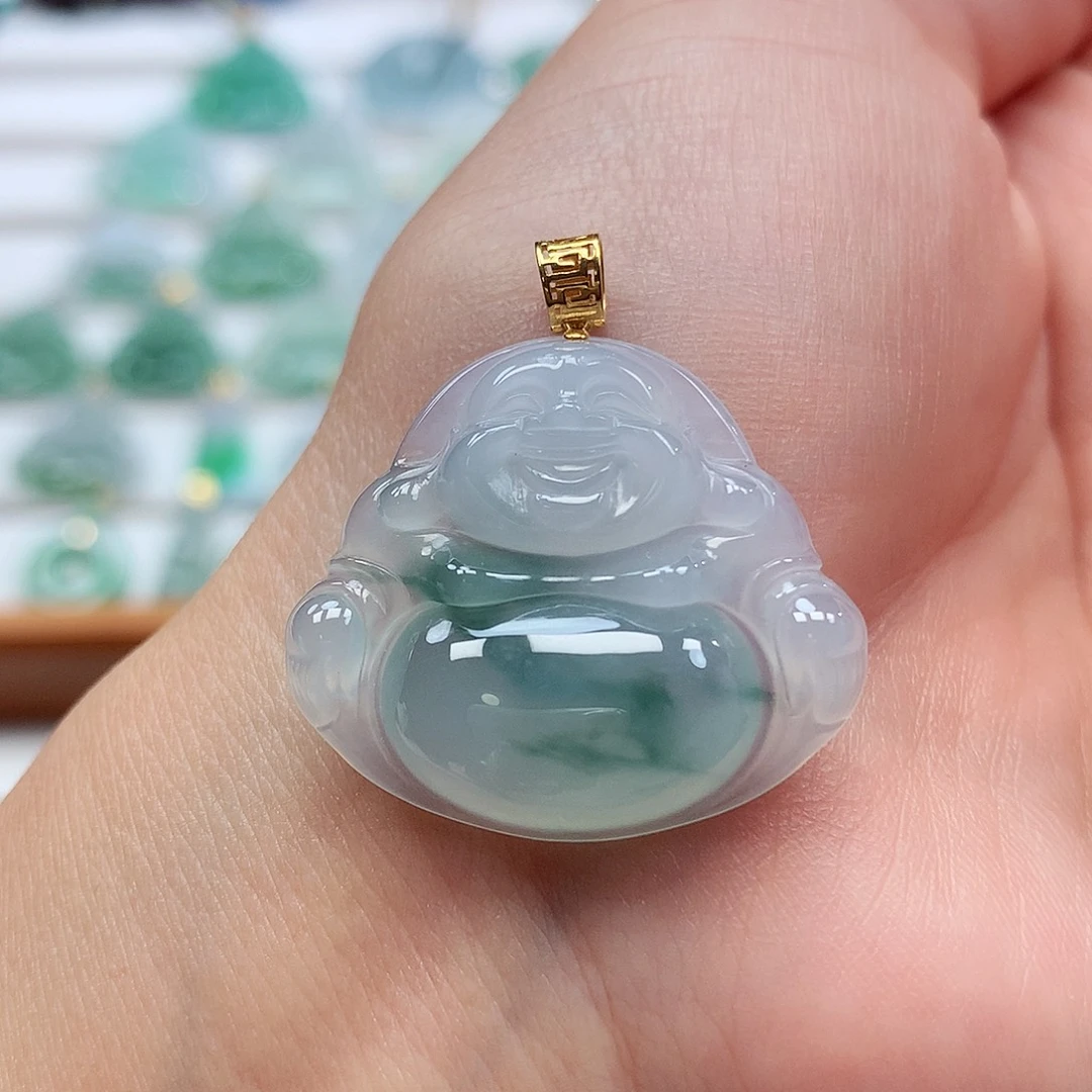 翡翠18K金镶嵌吊坠(赠链)