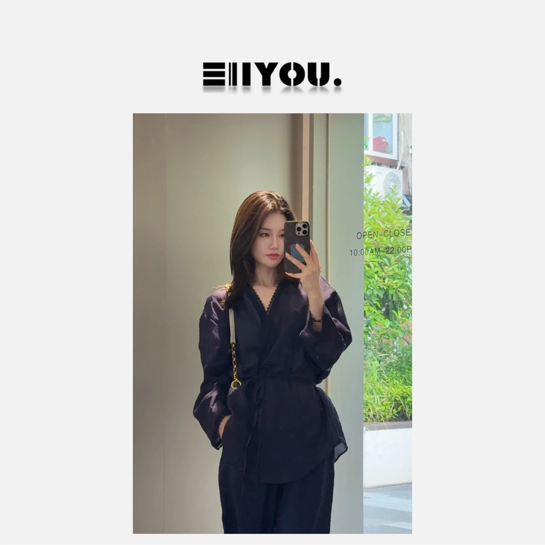 【ENYOU定制】蕾丝亚麻衬衫