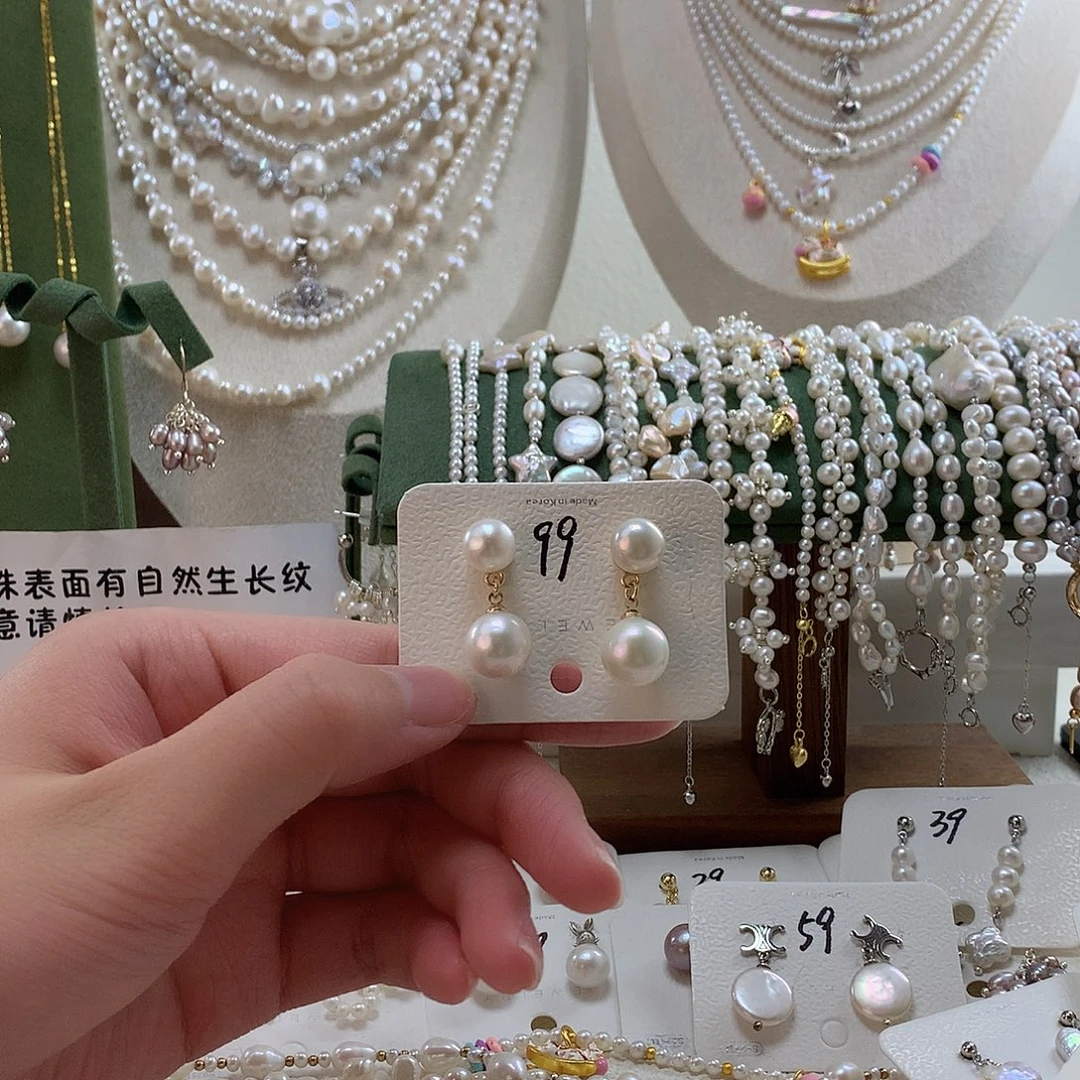 淡水珍珠合金耳饰