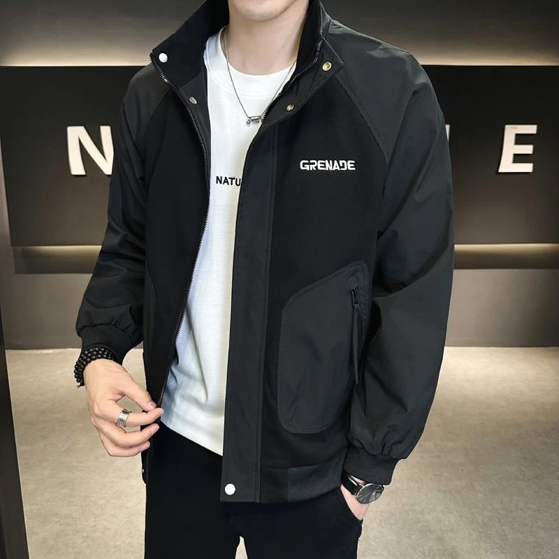 杜拉妮立领外套男秋季2025年新款潮流宽松休闲工装上衣服男士夹克