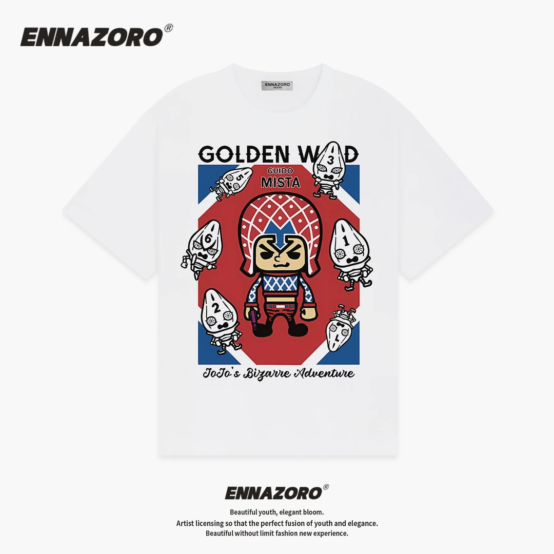 ENNAZORO米斯达 jojo 25SS新款纯棉T恤女美式潮牌上衣情侣装男