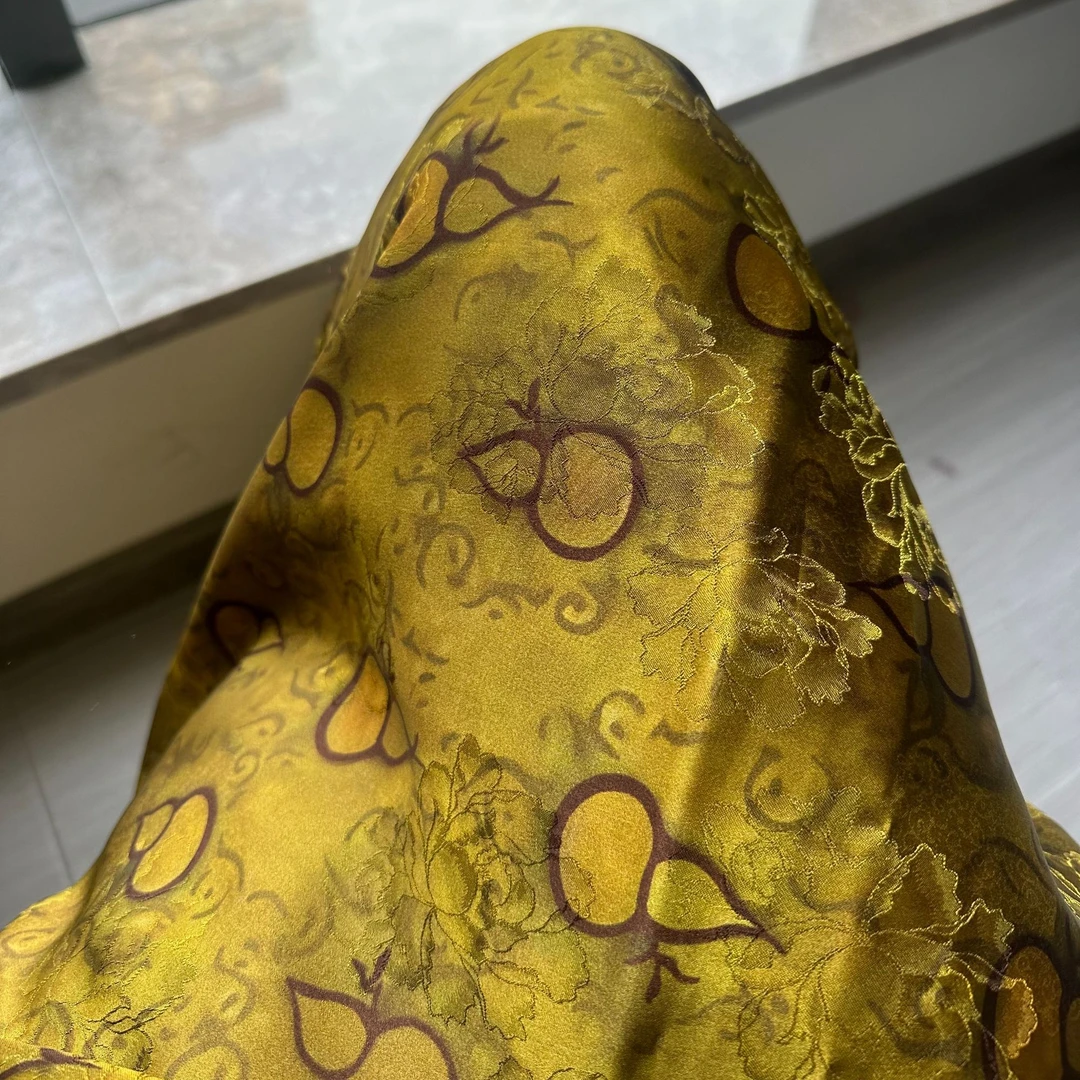 【宝葫芦】布头时装面料花萝香云纱提花绢纺莨纱重磅顺德莨绸