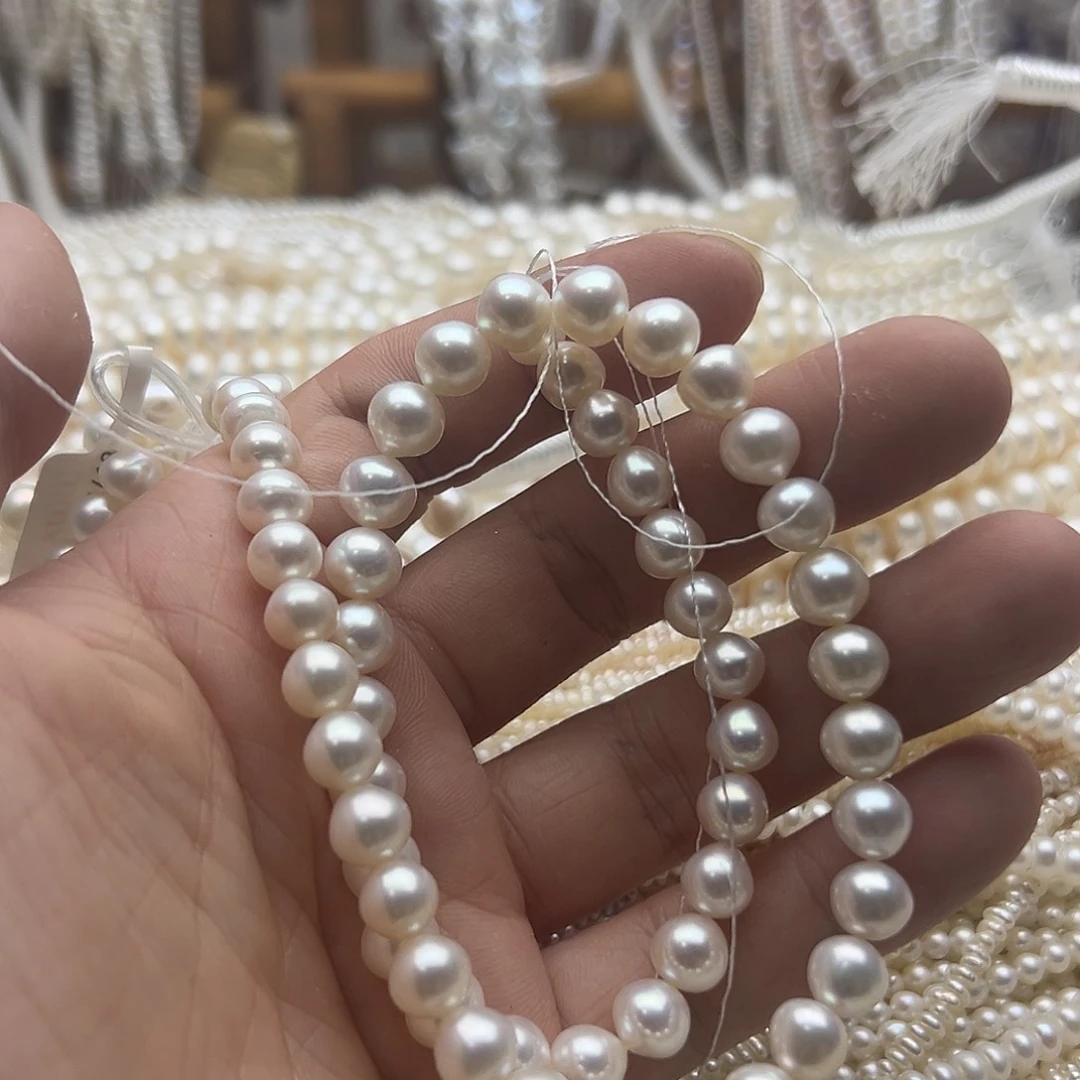 阿***说淡水珍珠未镶嵌半成品卡8无核近圆