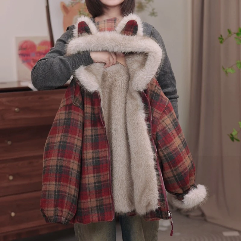 巴拉开门女童冬季加绒外套2026新款儿童加厚派克服大童女