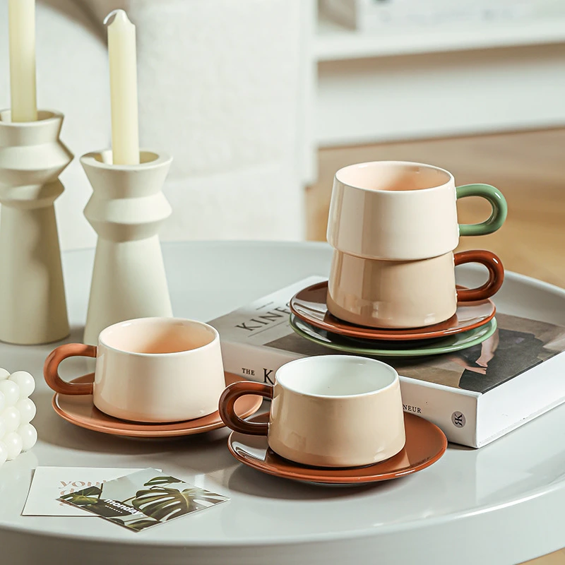 ins轻奢咖啡杯杯碟小新清咖啡套具欧式复古风咖啡杯碟套装网红