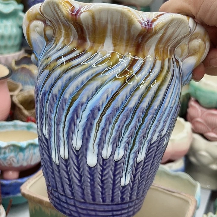 多肉绿植陶瓷花盆9.9包邮，有孔