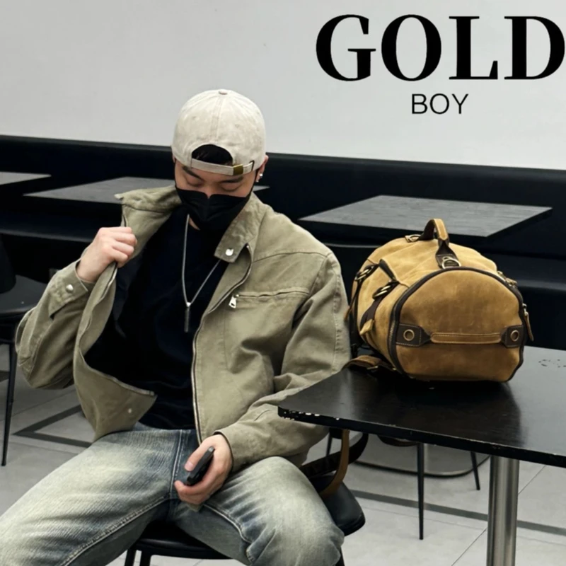 【重水洗哈林顿夹克】 齐腰短款做旧帆布水洗显高夹克外套