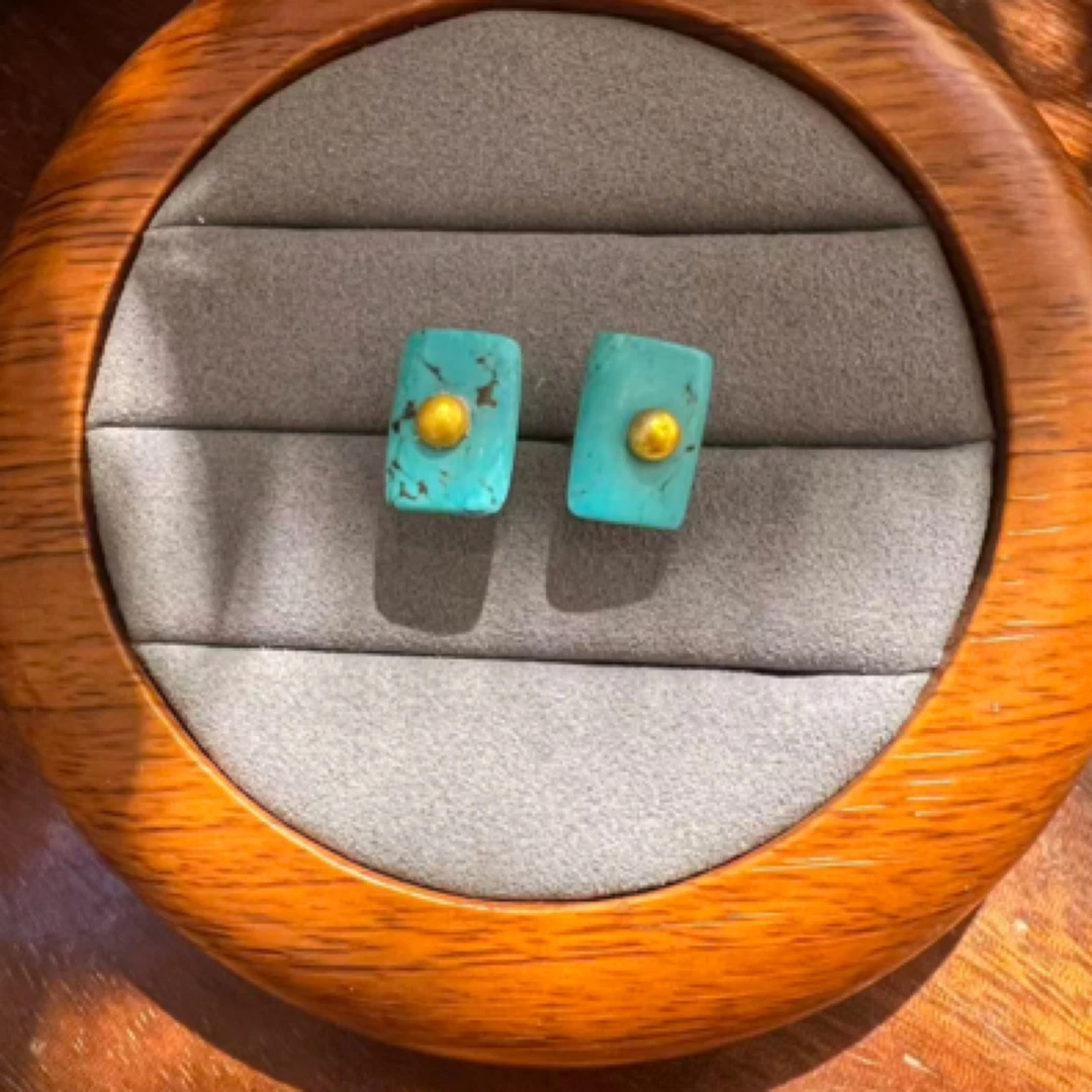 铜合金珐琅耳饰 231号耳环（铜合金绿色耳钉）