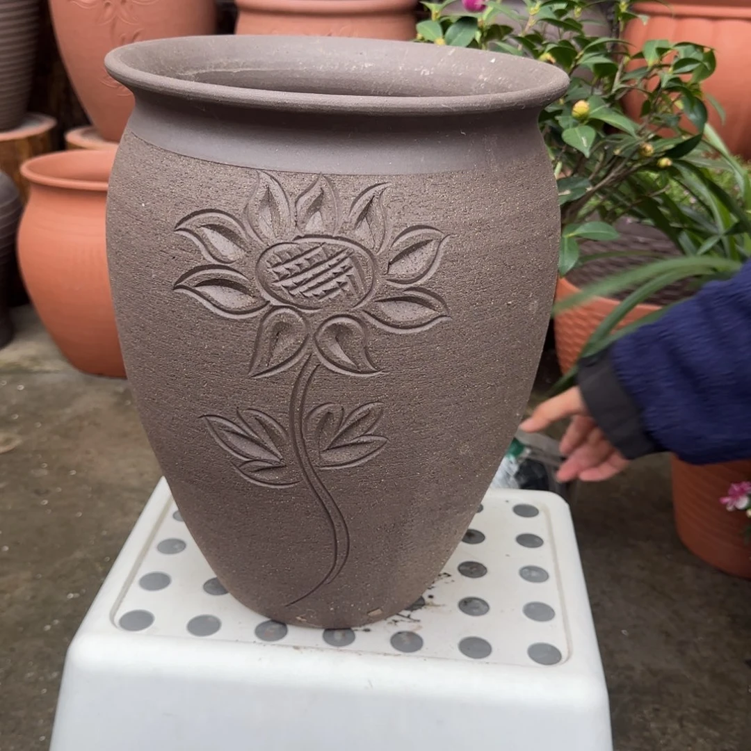 紫砂花盆口25高35宜兴紫砂