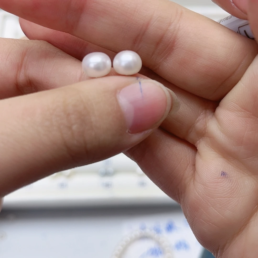 淡水珍珠耳饰银S925镶嵌炘*