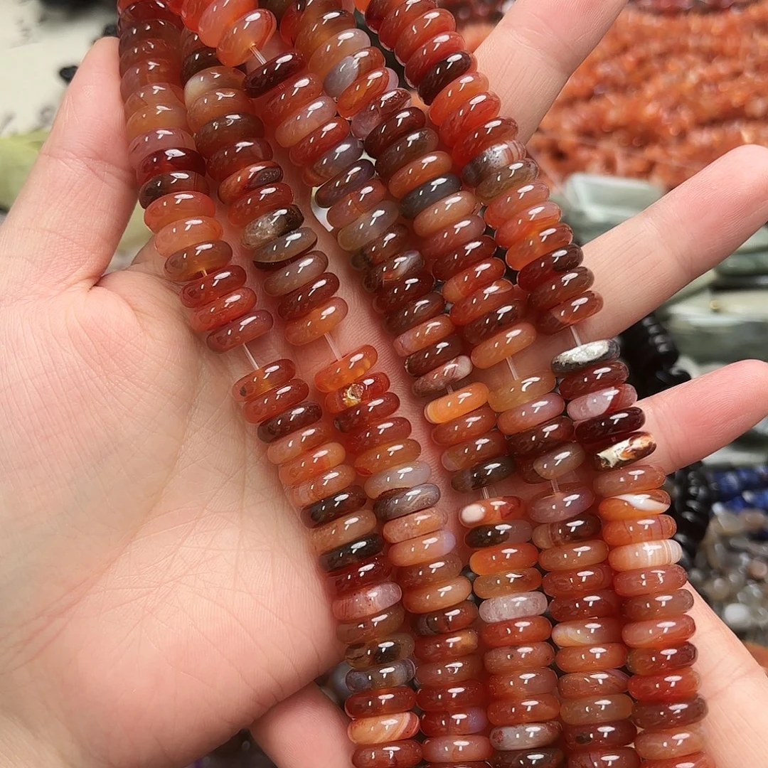 玛瑙/玉髓未镶嵌珠宝半成品卡12红玛算盘短条