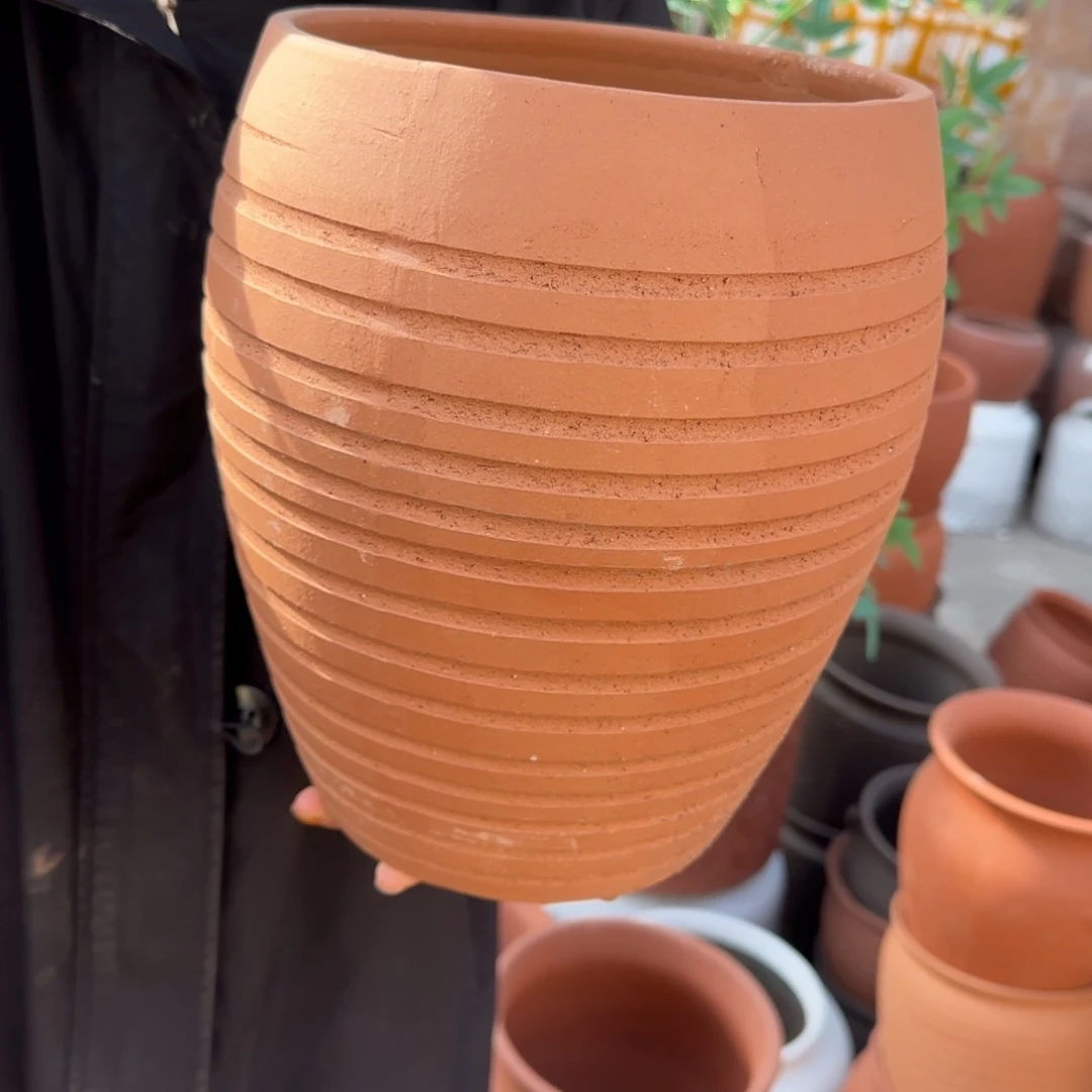 紫砂花盆口20高27宜兴土陶瑕疵