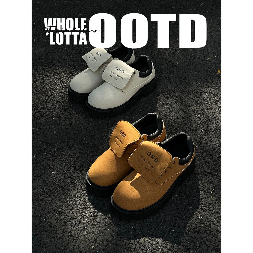 aoyo冬季男鞋德比鞋英伦风穿搭休闲皮鞋大头厚底复古男士潮鞋皮鞋