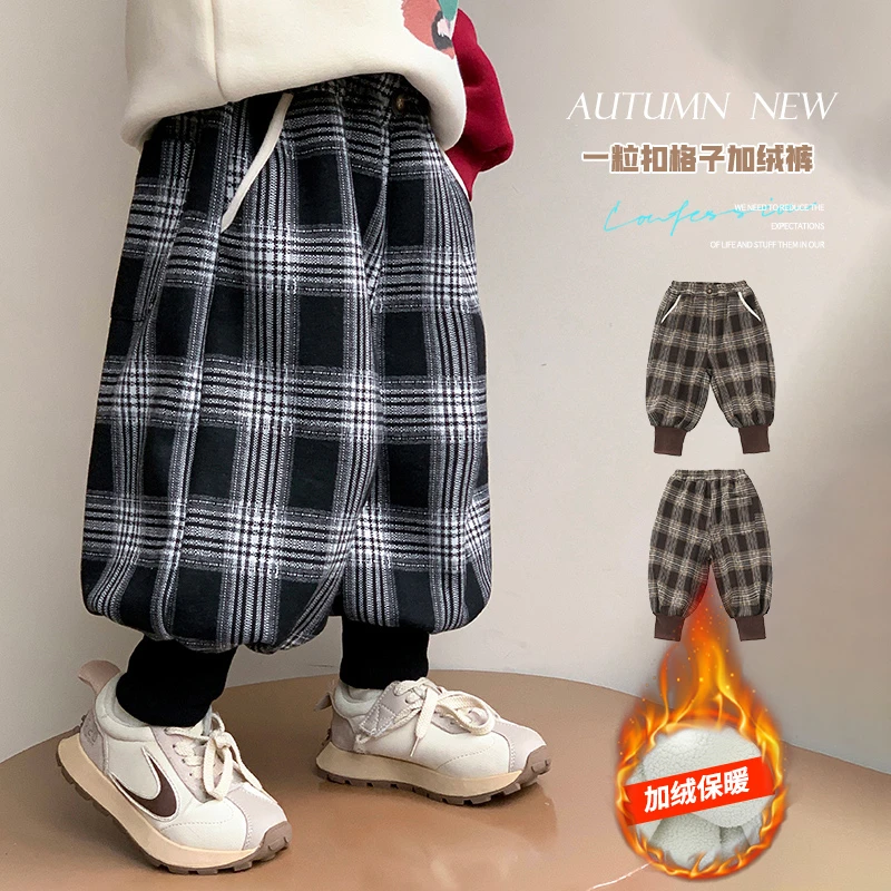 女童加绒裤子秋冬款洋气小童韩系百搭束脚裤儿童女宝宝加厚休闲裤