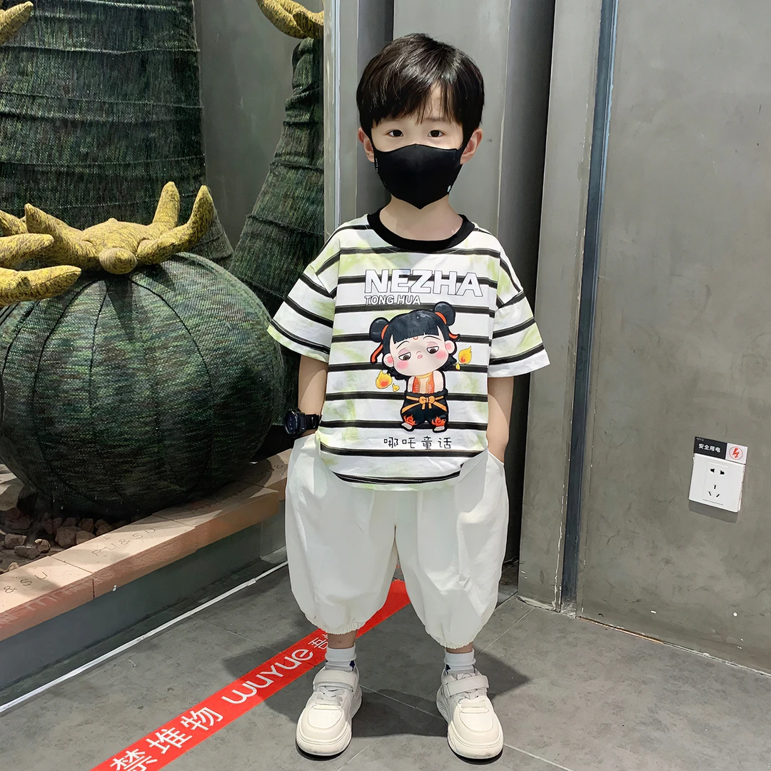 哪吒儿童服装男童夏套装2025新款帅气时髦男孩宝宝夏季短袖衣服潮