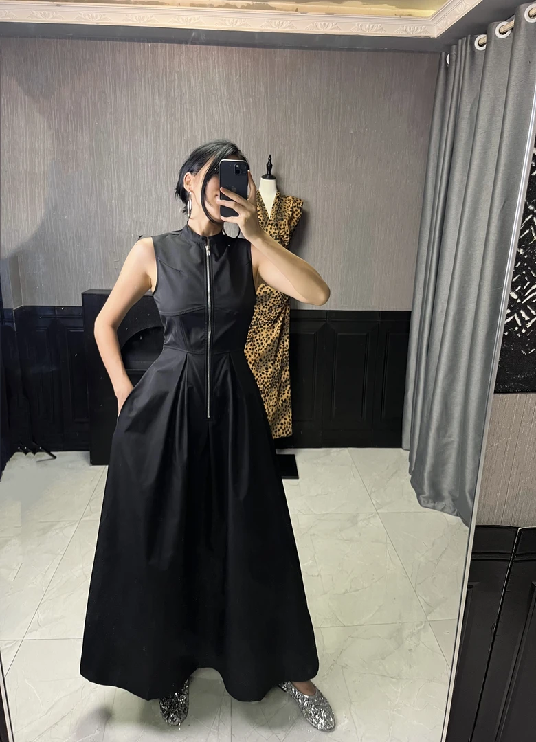 欧美风时尚收腰连衣裙