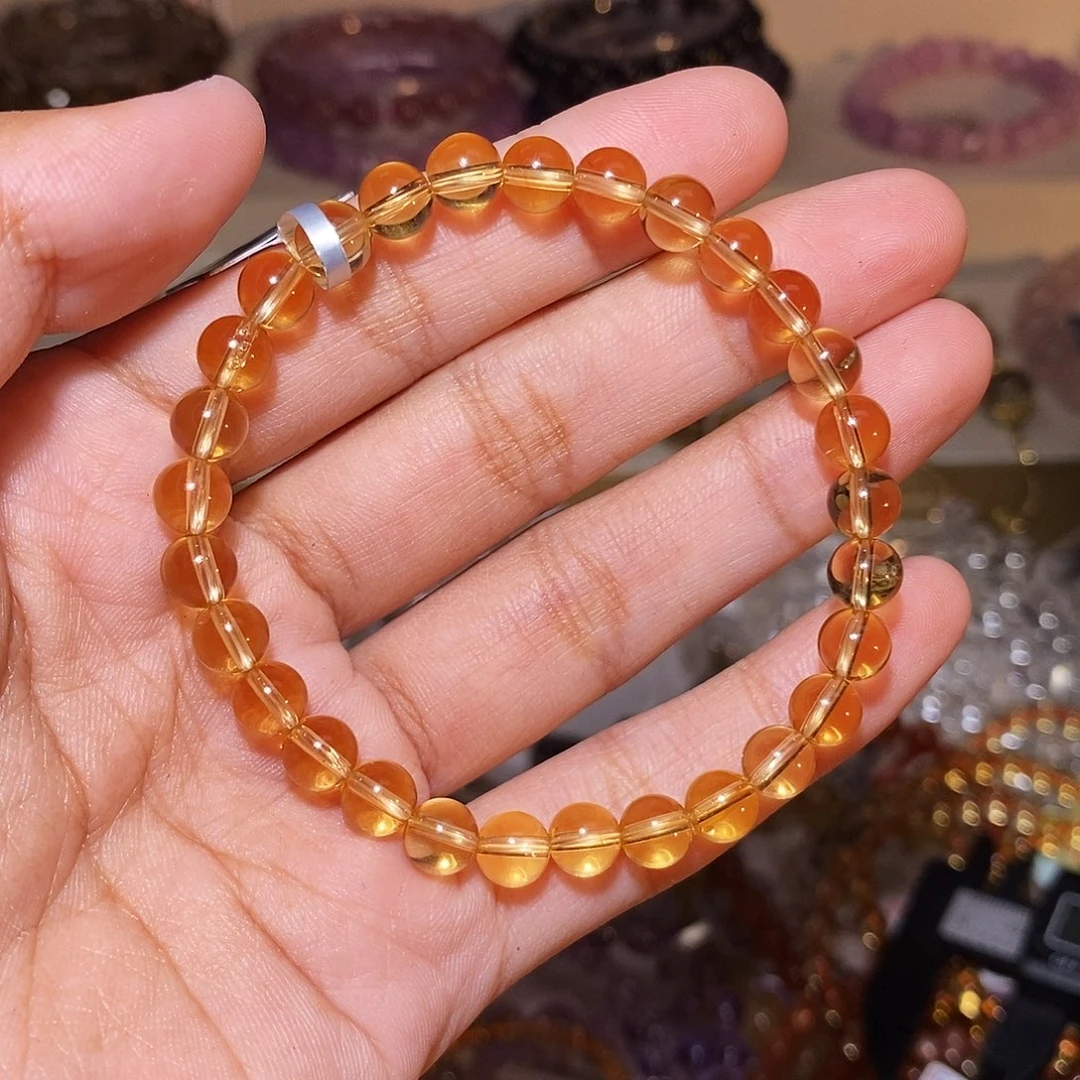 【闪购商品】水晶手链未镶嵌姨*笑巴西黄水晶6.5mm