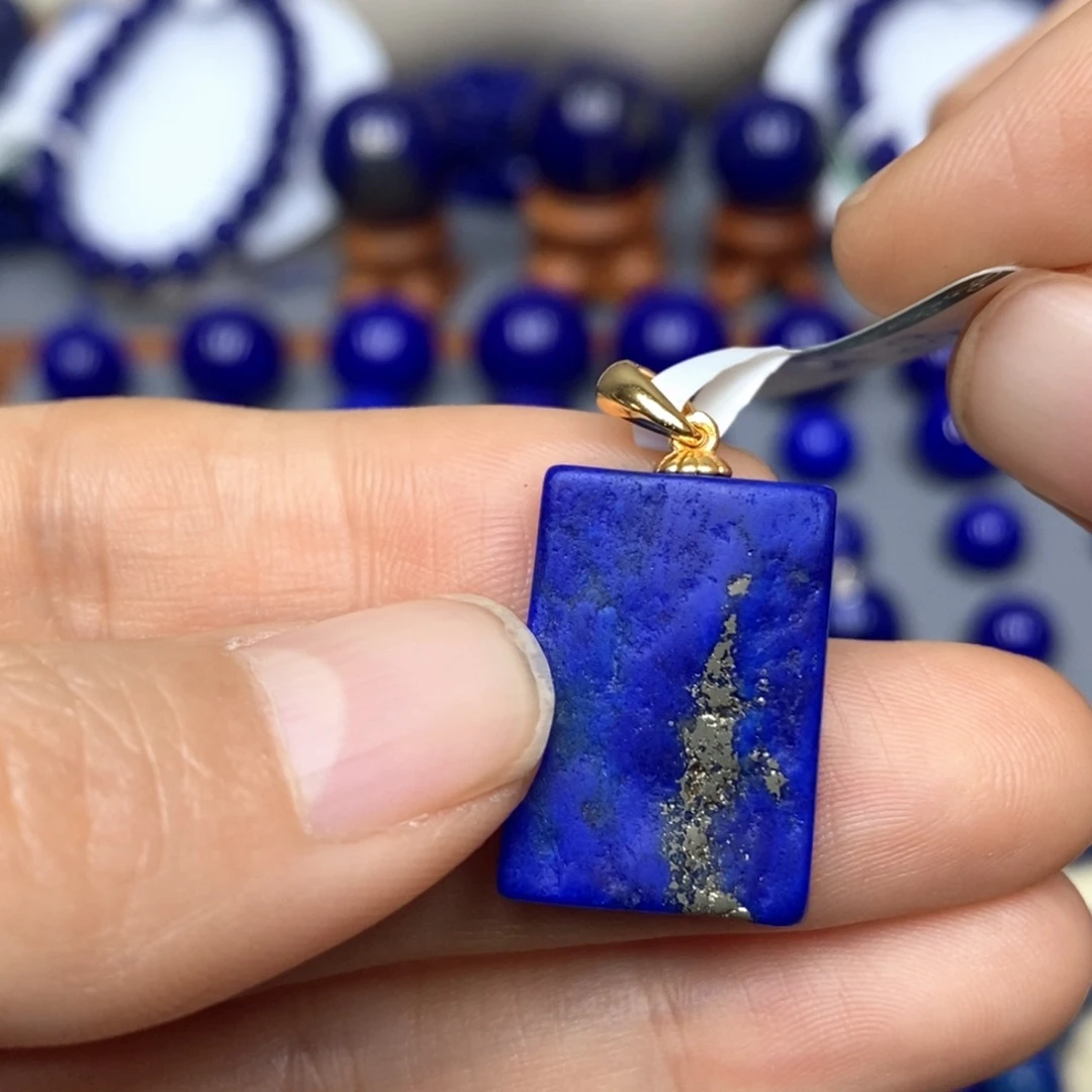 青金石银S925镀金镶嵌颈饰