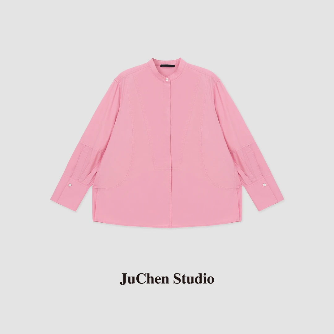 LIBOSHU“睿智的老钱粉”显白纯棉建筑感解构中山领衬衫 SS123432