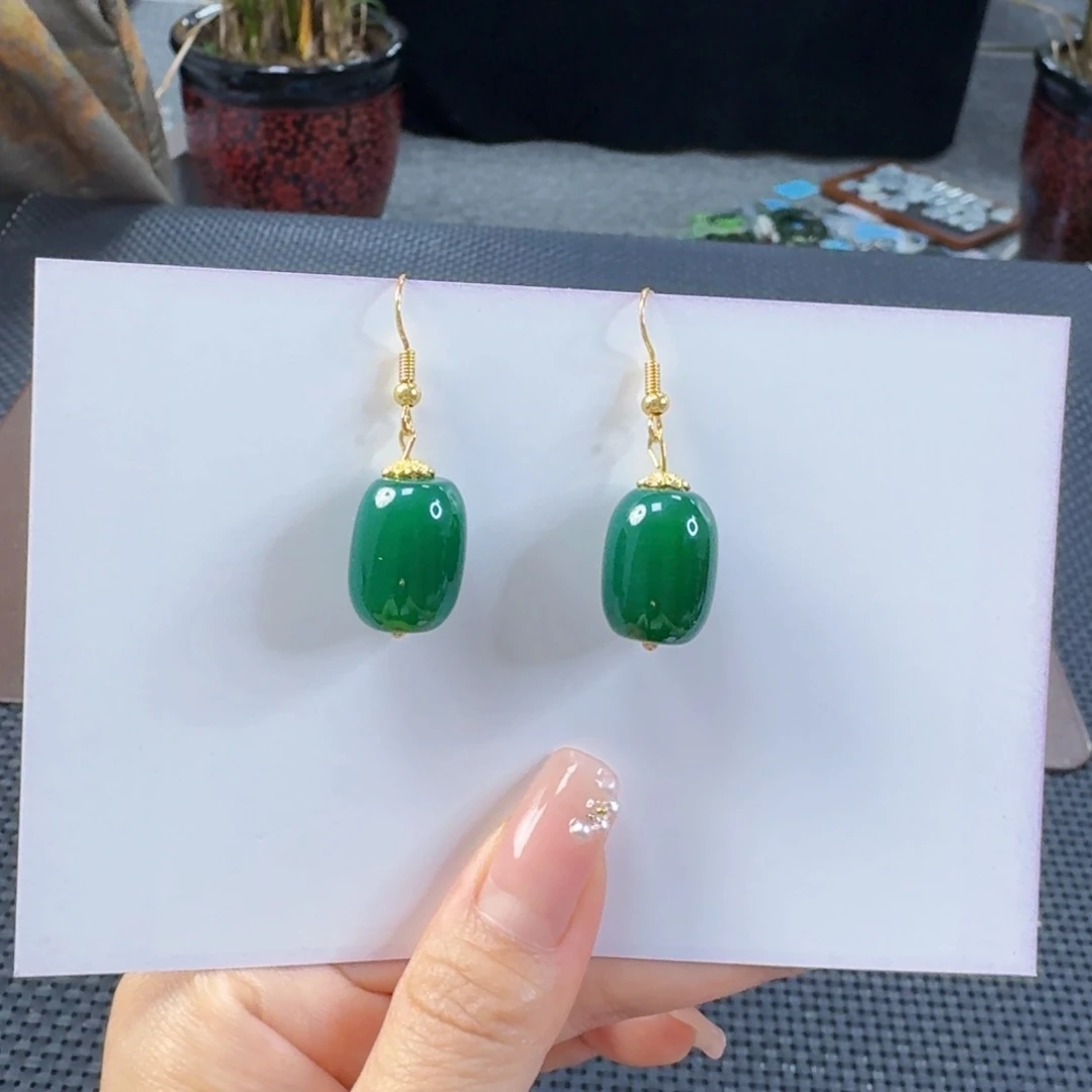 玛瑙/玉髓耳饰合金