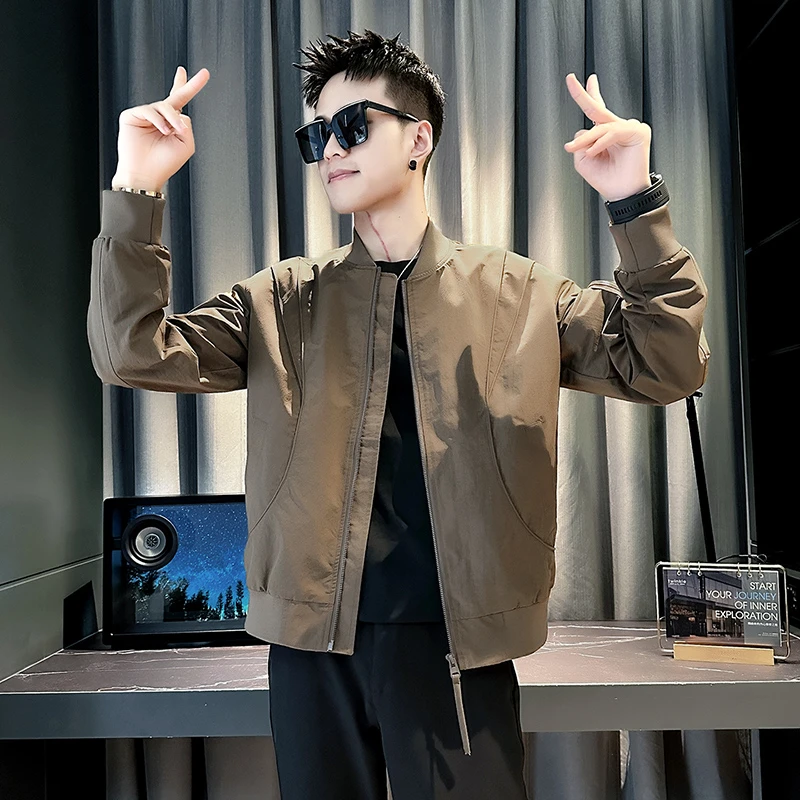 潮牌痞帅短款夹克男士潮流休闲棒球服外套衣服男2025新款爆款上衣