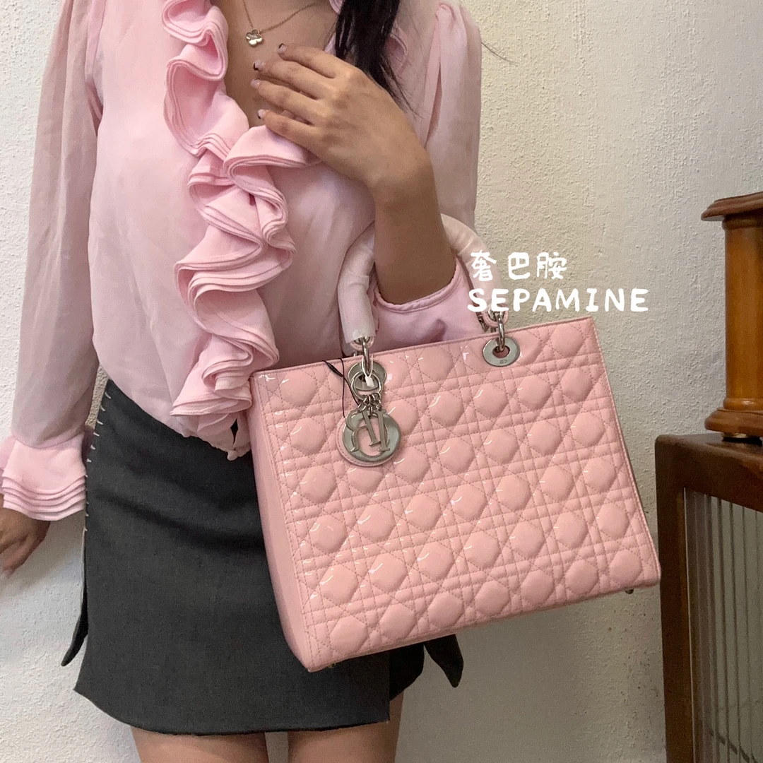 95新 LouisVuitton/路易威登 樱花粉七格戴妃/手提斜跨包