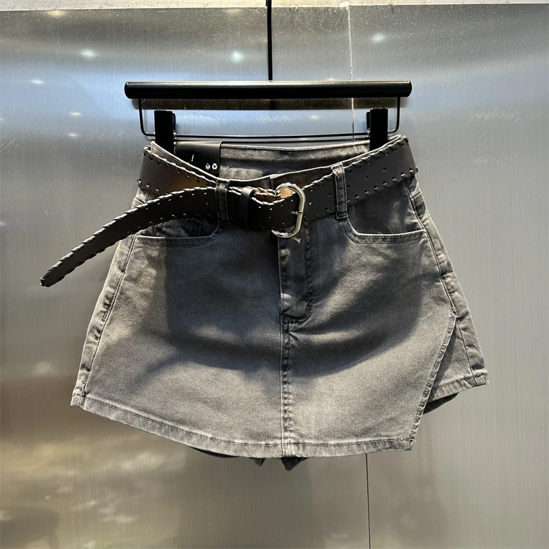 美式复古高腰显瘦A字裙女2025夏季新款不规则设计感牛仔半身裙裤