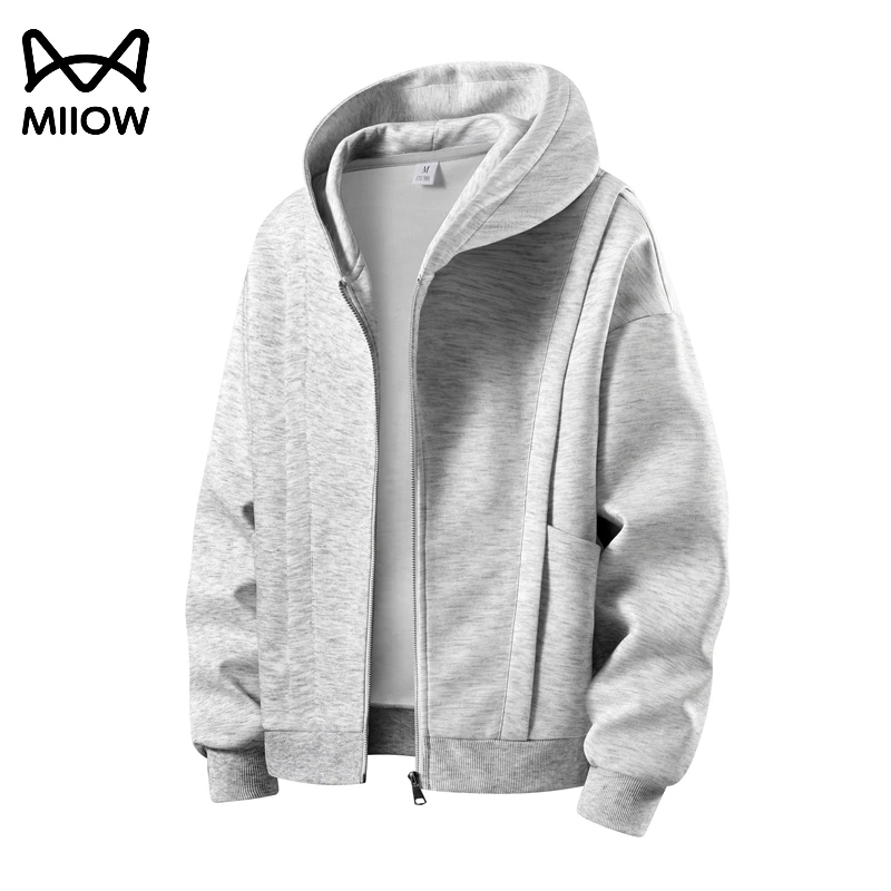 猫人卫衣男秋季新款重磅宽松连帽卫衣运动休闲百搭开衫外套上衣男