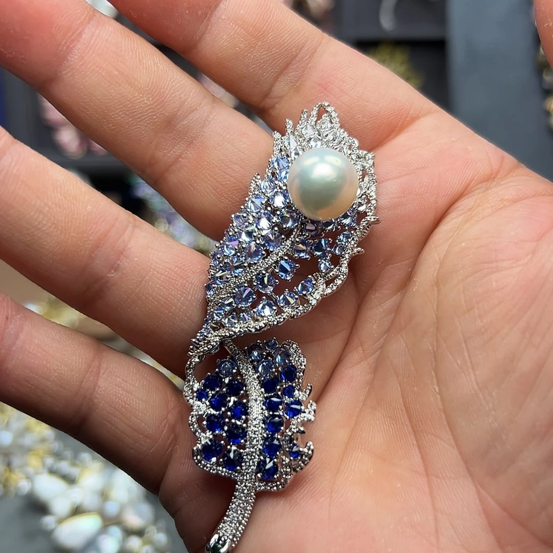 合金淡水珍珠胸针