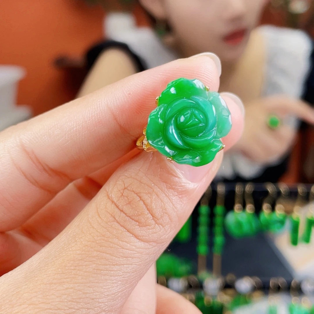 翡翠银S925镶嵌耳饰