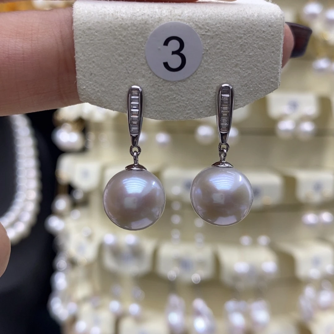 银S925镶嵌耳饰淡水珍珠