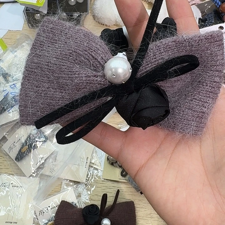 布艺铁合金紫色毛线蝴蝶结