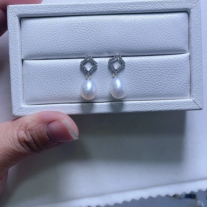 淡水珍珠耳饰银S925镶嵌