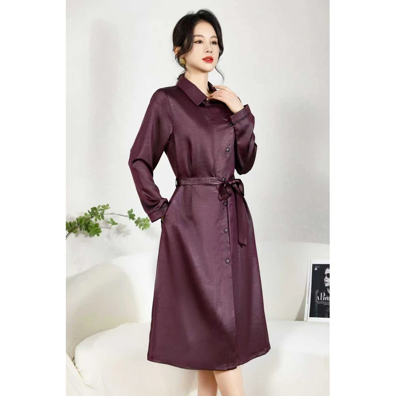 708【紫气东来】时尚百搭气质洋气夏季连衣裙复古 宽松收腰遮