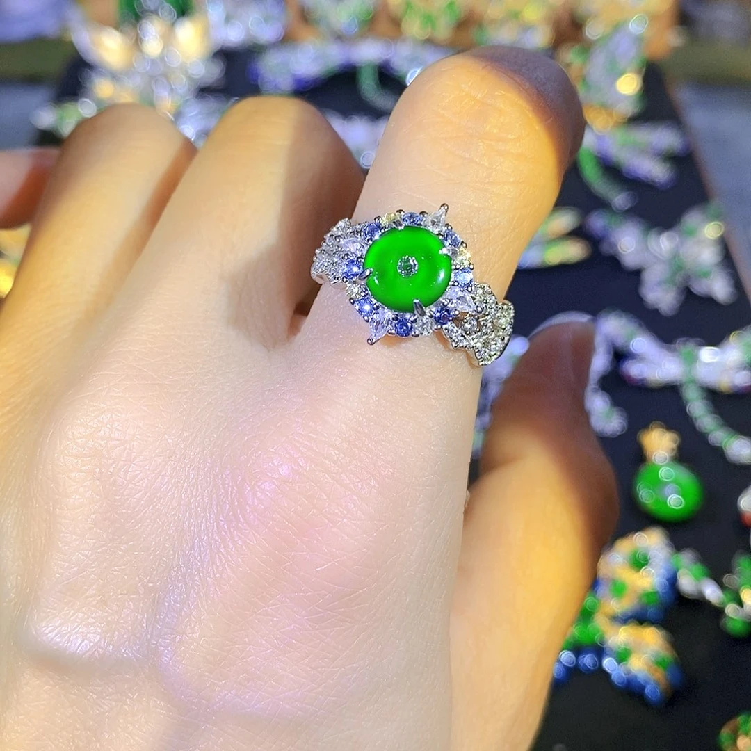 吊坠(不含链)银S925镶嵌翡翠