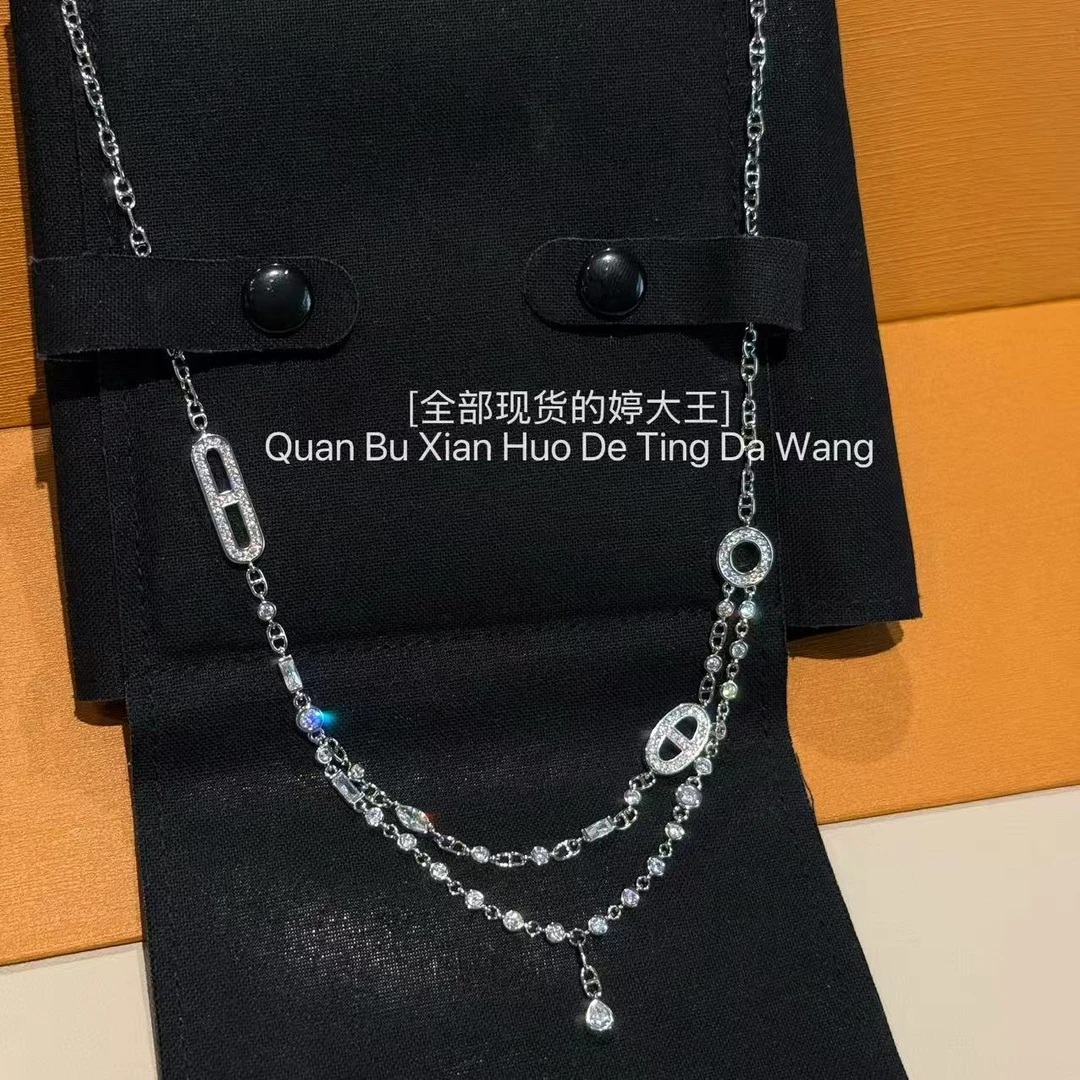 铜合金项链 【精工镶钻简约双层项链】