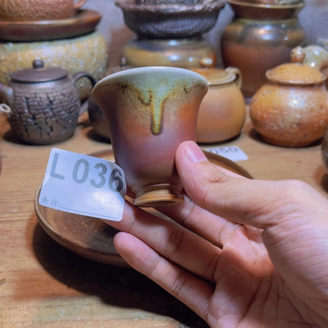 时****纯手工制作工艺（柴烧）裸烧纯手工制作柴烧杯036