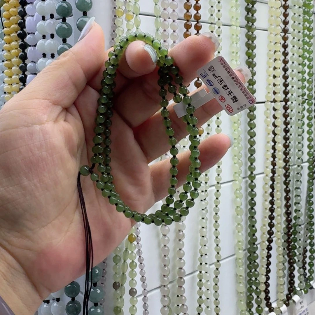 和田玉未镶嵌颈饰珠链4mm