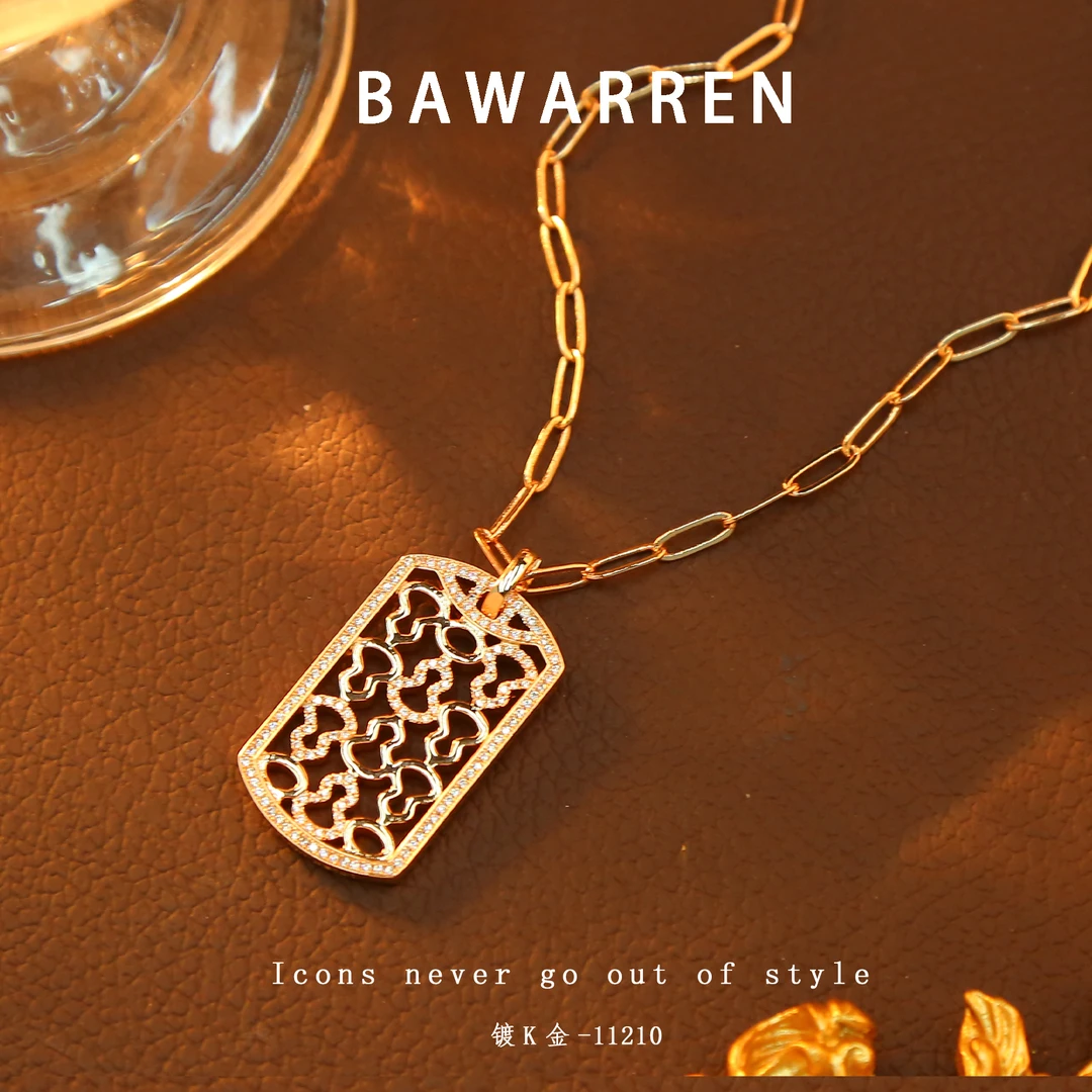 Bawarren 意❤ 11210-葫芦满镶无事牌项链