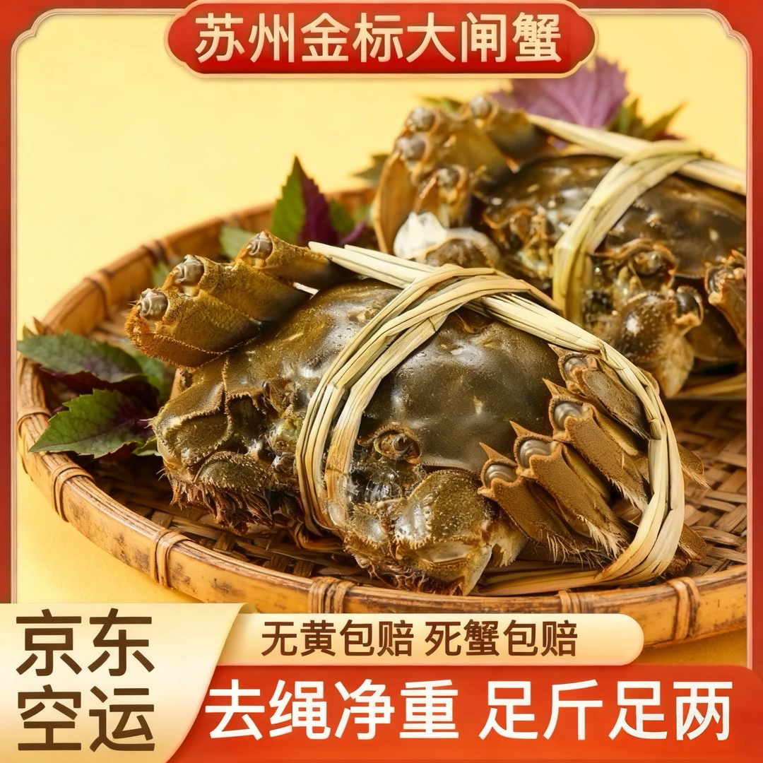 【苏州金标大闸蟹】全母蟹4.1~3.8两礼盒装冷链包邮8+2到手10只活蟹